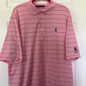 Ralph Lauren Gulf Polo Shirt Shoal Creek Pink Navy Stripe Size L -25x32